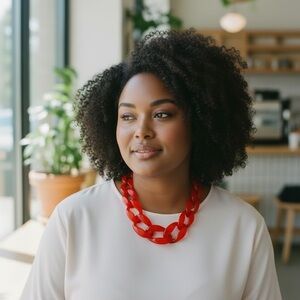 Acrylic Bold Orange Chunky Chain Necklace. 20”